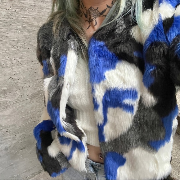 Harajuku Fig & Viper Blue Fur Jacket - Picture 9 of 10
